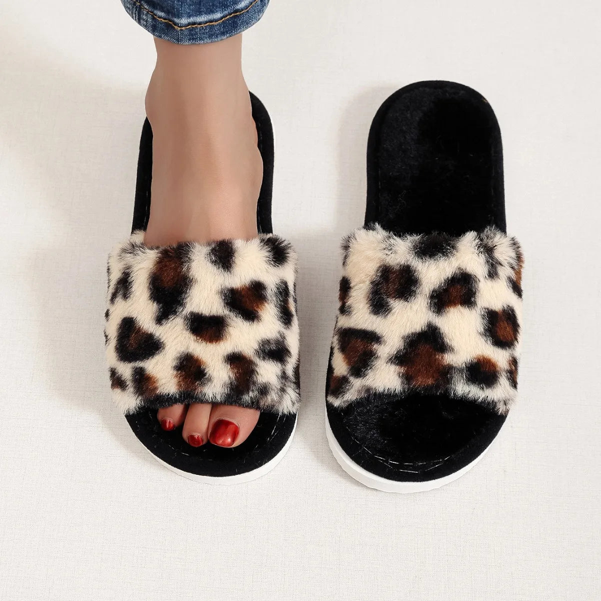 Autumn Winter Leopard Print Slippers Women's Fashion