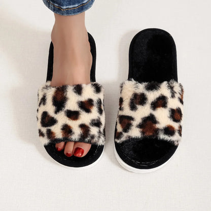 Autumn Winter Leopard Print Slippers Women's Fashion