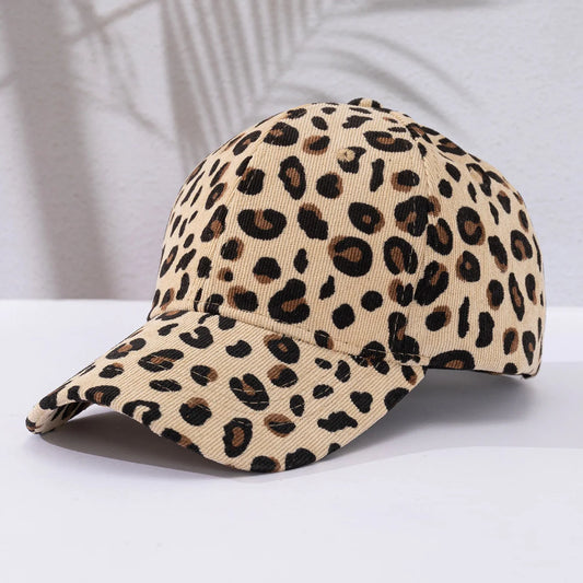 Leopard Hat for Women | Warm Corduroy Baseball Cap  