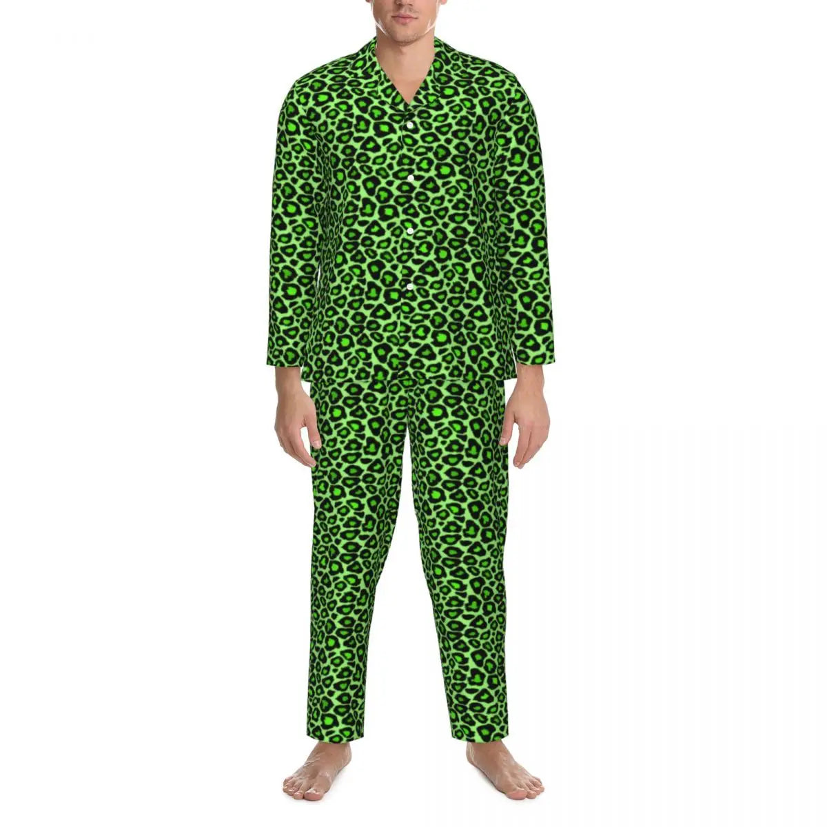 Trendy Leopard Print Sleepwear Spring Neon Green