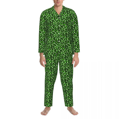 Trendy Leopard Print Sleepwear Spring Neon Green