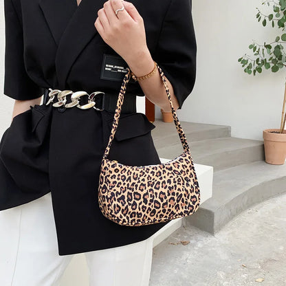 Animal Pattern Print Nylon Shoulder Bag Casual Women