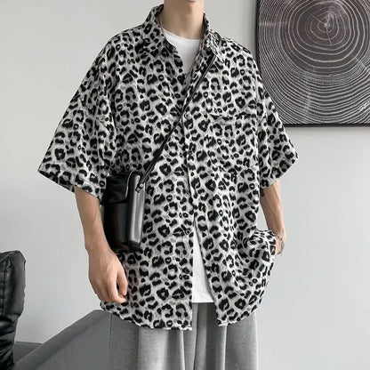 Fashion Casual Streetwear Korean Leopard Shirt Now