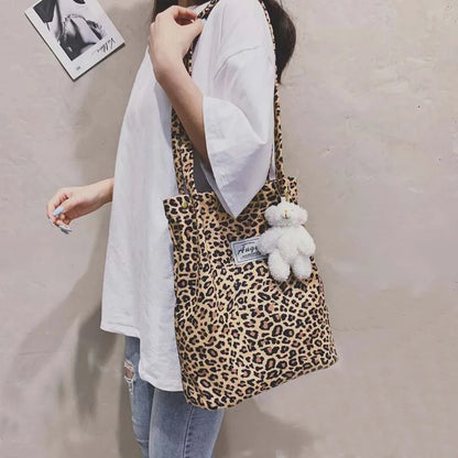 Leopard Print Casual Handbag Canvas Shoulder Bag