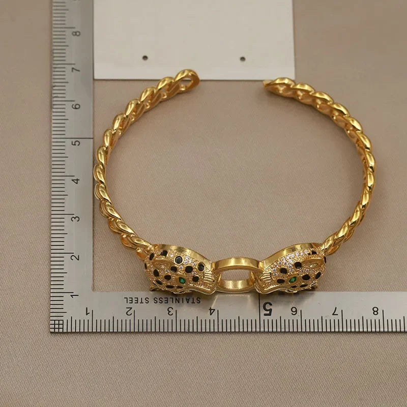 Classic Crystal Leopard Open Bangles&Bracelet for Women