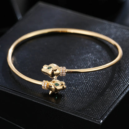 Classic Zirconia Leopard Pattern Head Bracelet for Women's