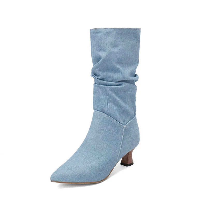 Winter Mid-calf Boots Woman Slip On Pointed