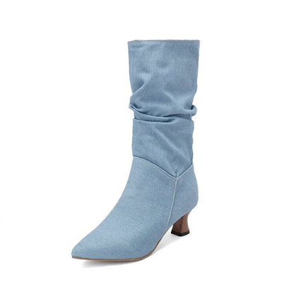 Winter Mid-calf Boots Woman Slip On Pointed