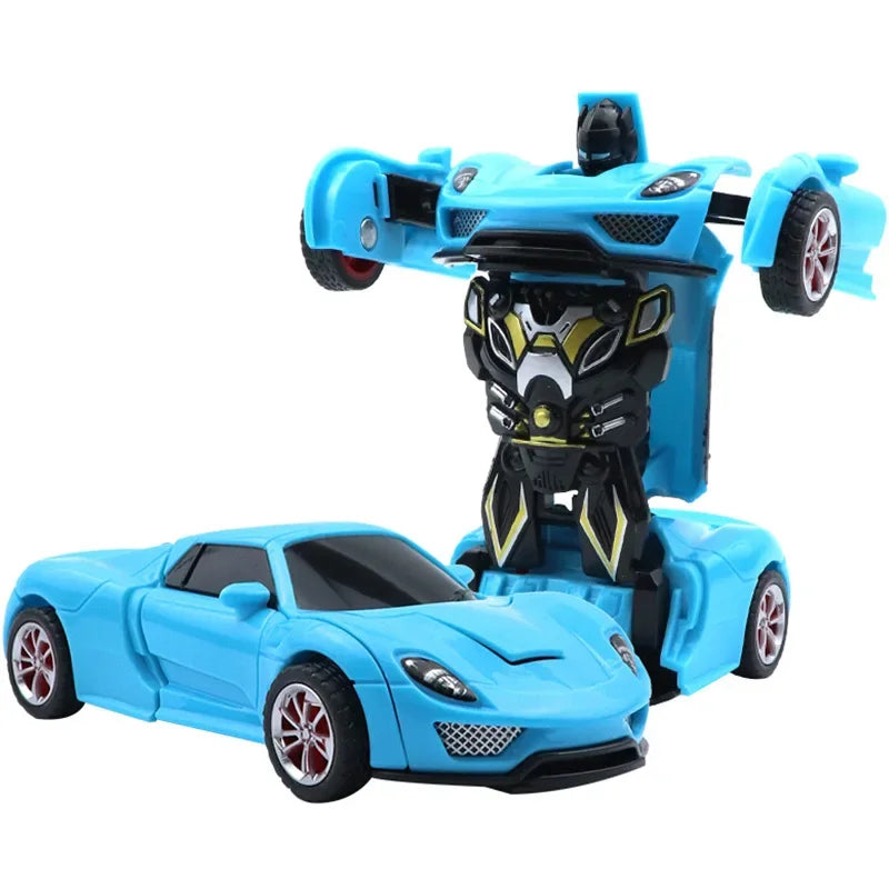 Shape-shifting toy car inertial impact one-button shape