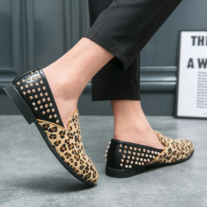 Fashion Leopard Print Loafers Men Large Size