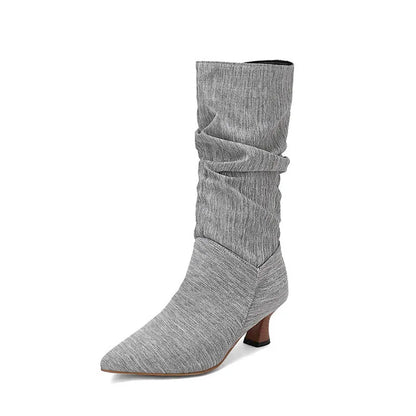 Winter Mid-calf Boots Woman Slip On Pointed