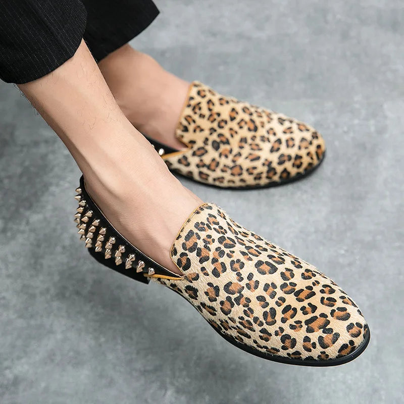 Fashion Leopard Print Loafers Men Large Size