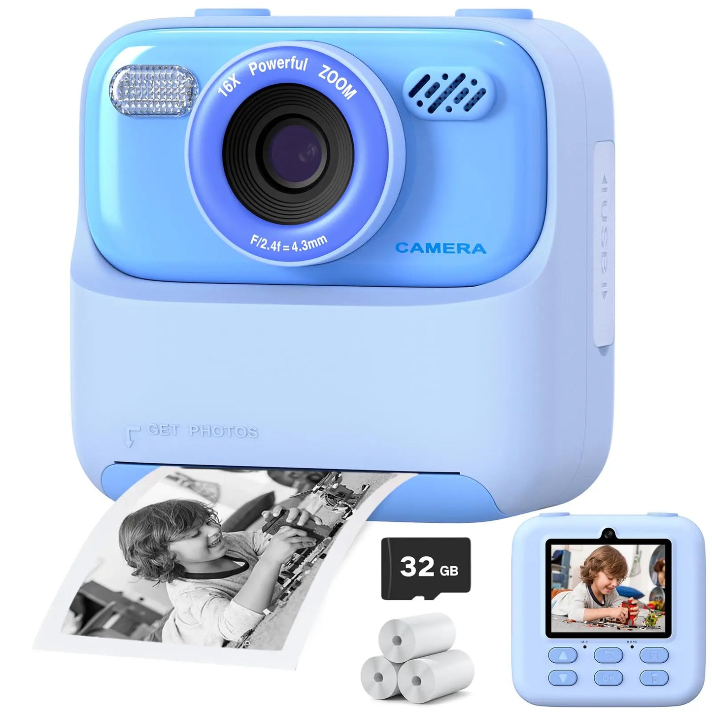 Upgrade Kids Camera Instant 1080P HD Dual Lens Selfie