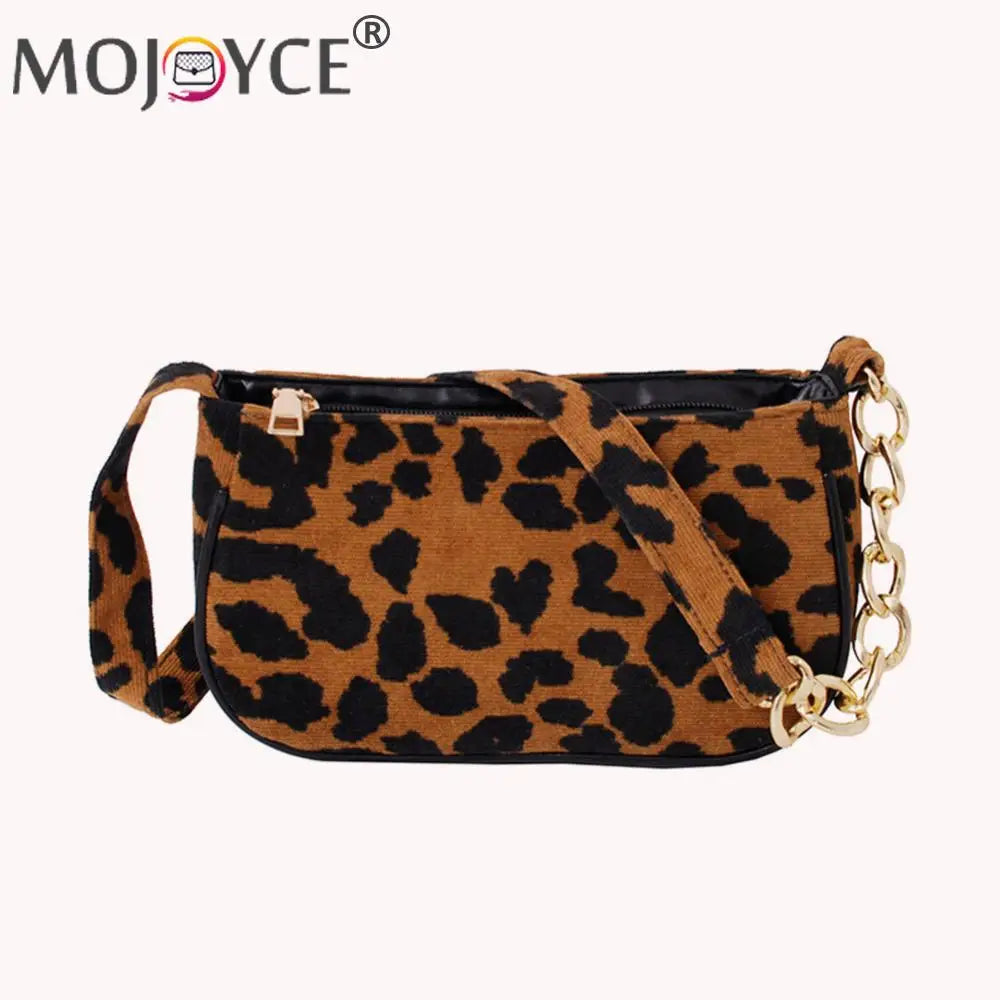 Vintage Street Chain Handbag Plush Leopard Women