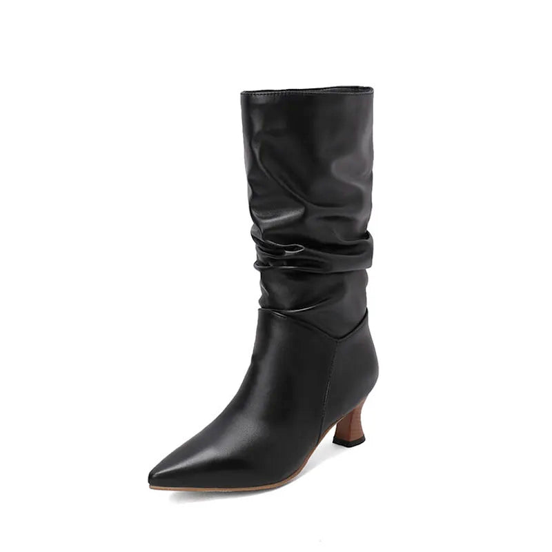Winter Mid-calf Boots Woman Slip On Pointed