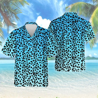 Female Leopard Graphic Lapel Blouse Fashion Male Streetwear Hip Hop Shirt For Men Clothes Wild Animal Short Sleeve Cheetah Top