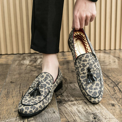 Diamond Leopard Big Size Loafers Fashion Party Men's