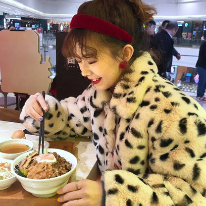 Korean Version 2024 New Imitation Fur Leopard Print Fur Coat Fur Integrated Coat Women's Winter Cool Style Women's Clothing