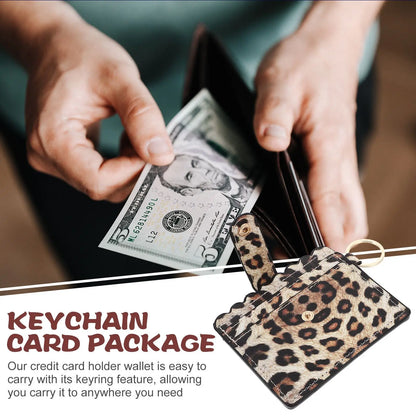 Leopard Print Wallet Pu Credit Card Holder Case Formen