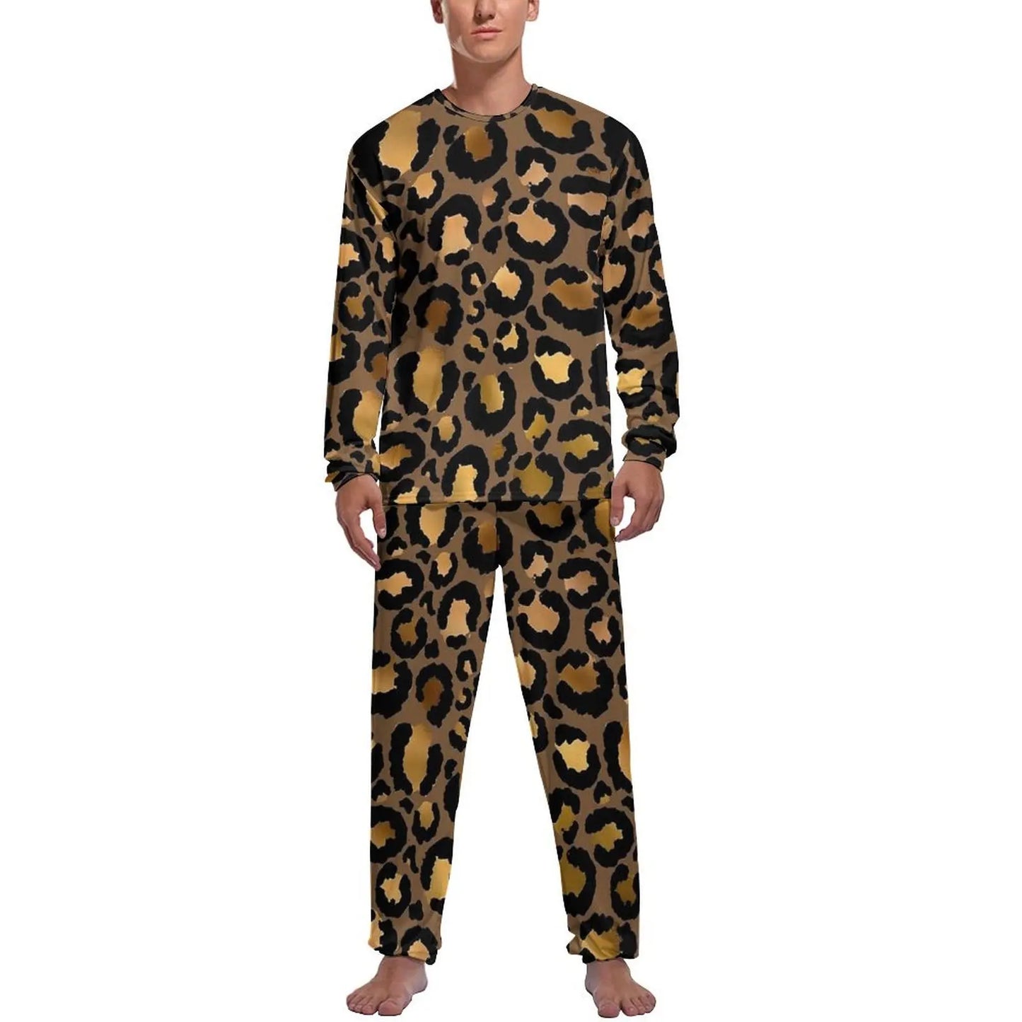 Orange Leopard Print Pajamas Spring  Casual Sleepwear