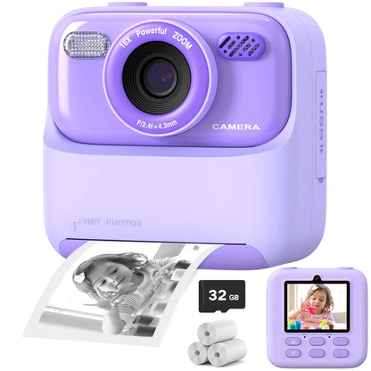 Upgrade Kids Camera Instant 1080P HD Dual Lens Selfie
