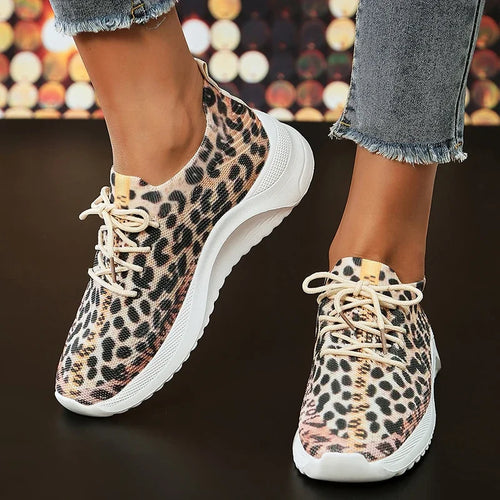 Fashion Leopard Knitted Sneakers for Women 2025
