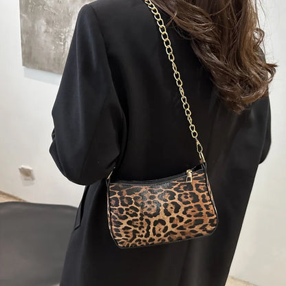 Leopard Pattern Shoulder Bags For Women, Fashion Chain