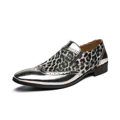 Designer  Leopard Print Patchwork Leather Shoes