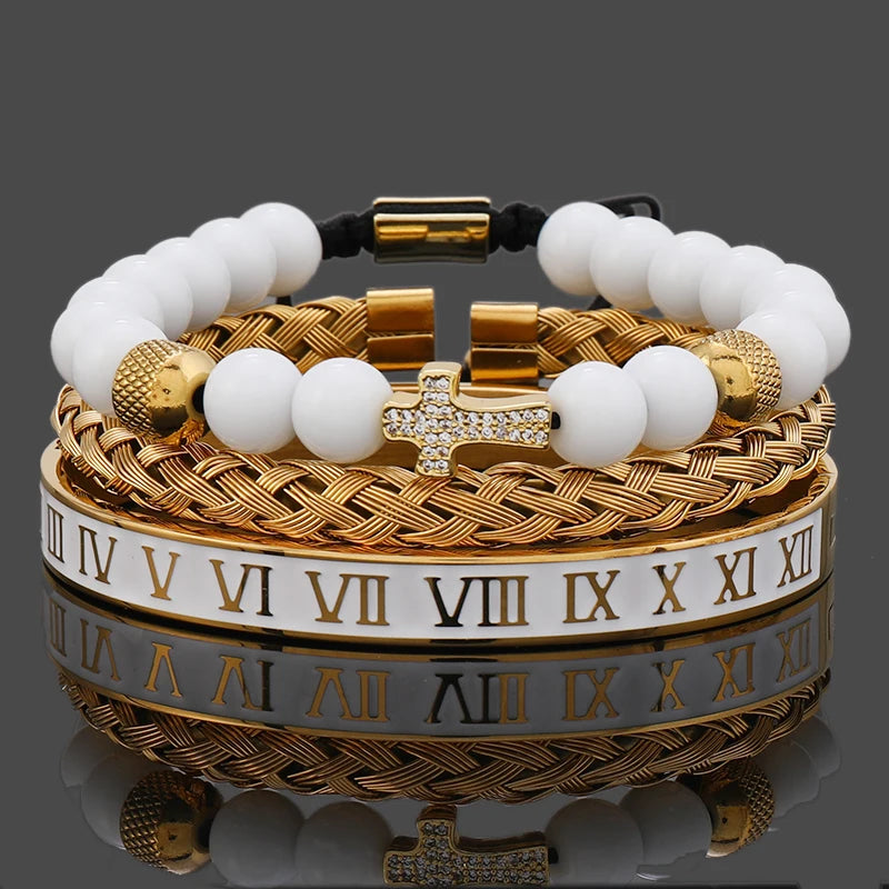 Luxury White Stone Beads Crown Leopard Head