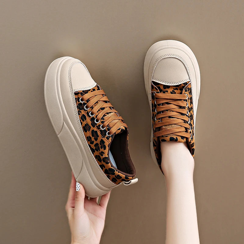 Luxury Leopard Women Skateboard Shoes Platform