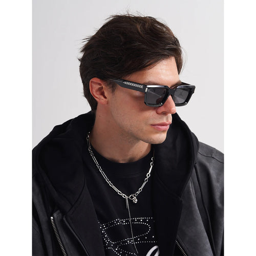 Ruiao 2025 retro black designer sunglasses vintage for women clear luxury square rectangular blue lens man UV400 high quality