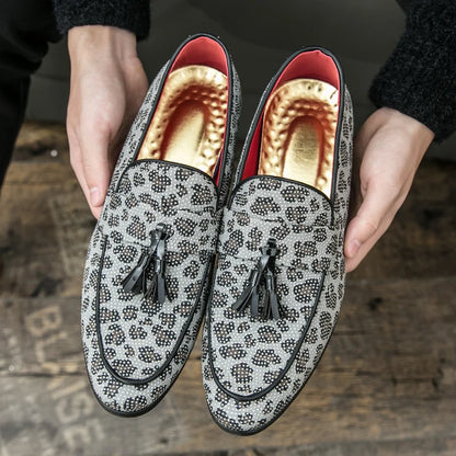 Diamond Leopard Big Size Loafers Fashion Party Men's