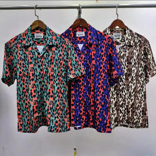 2024ss Summer New Leopard Print Full Print Casual Hawaii Shirts Men Woman 1:1 Good Quality Loose Short Sleeve T Shirt