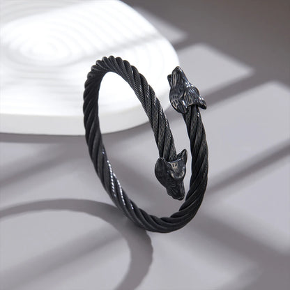 Luxury Leopard Head Cuff Bangles Stainless Steel Adjustable