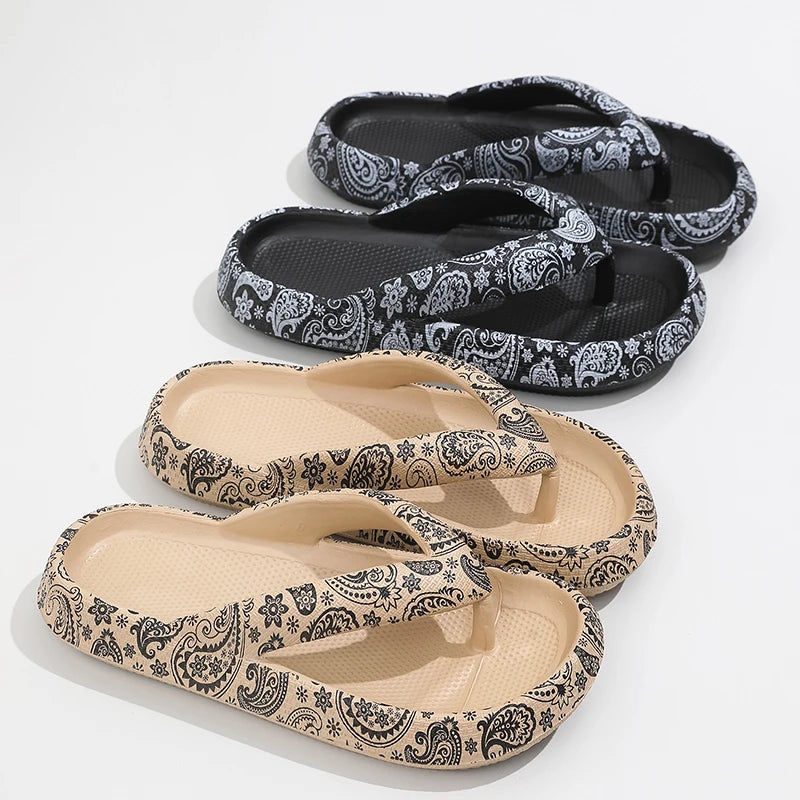 Summer Women Comfort Flip-Flop Leopard Soft Thick-Soled