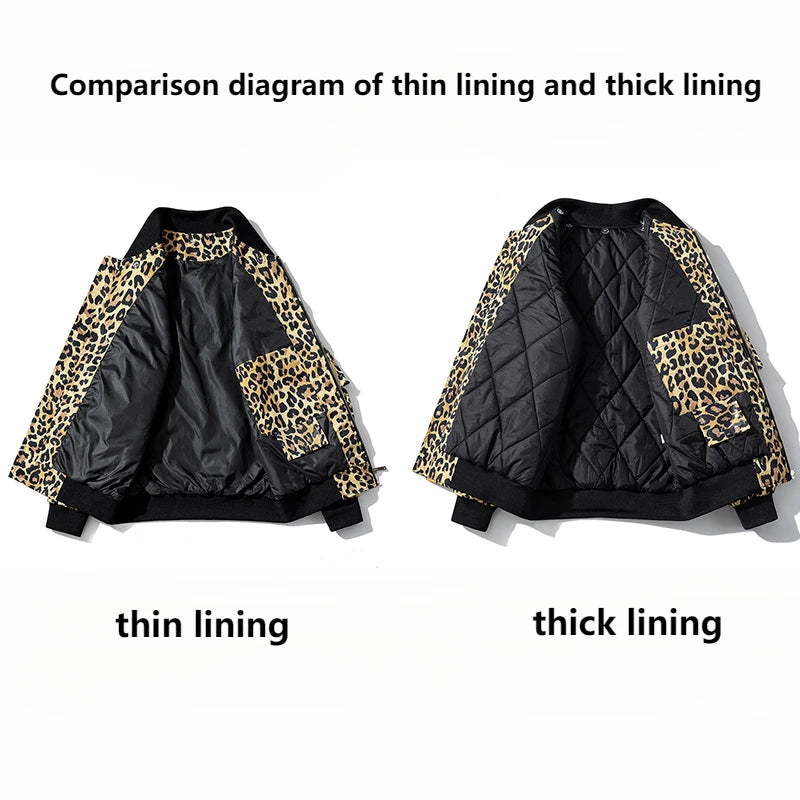 Fashion Bomber Jacket Men Leopard Hip Hop Pilot