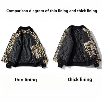 Fashion Bomber Jacket Men Leopard Hip Hop Pilot
