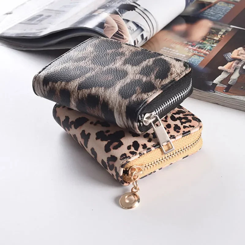 Leather Women Wallet Classic Leopard Animal Print