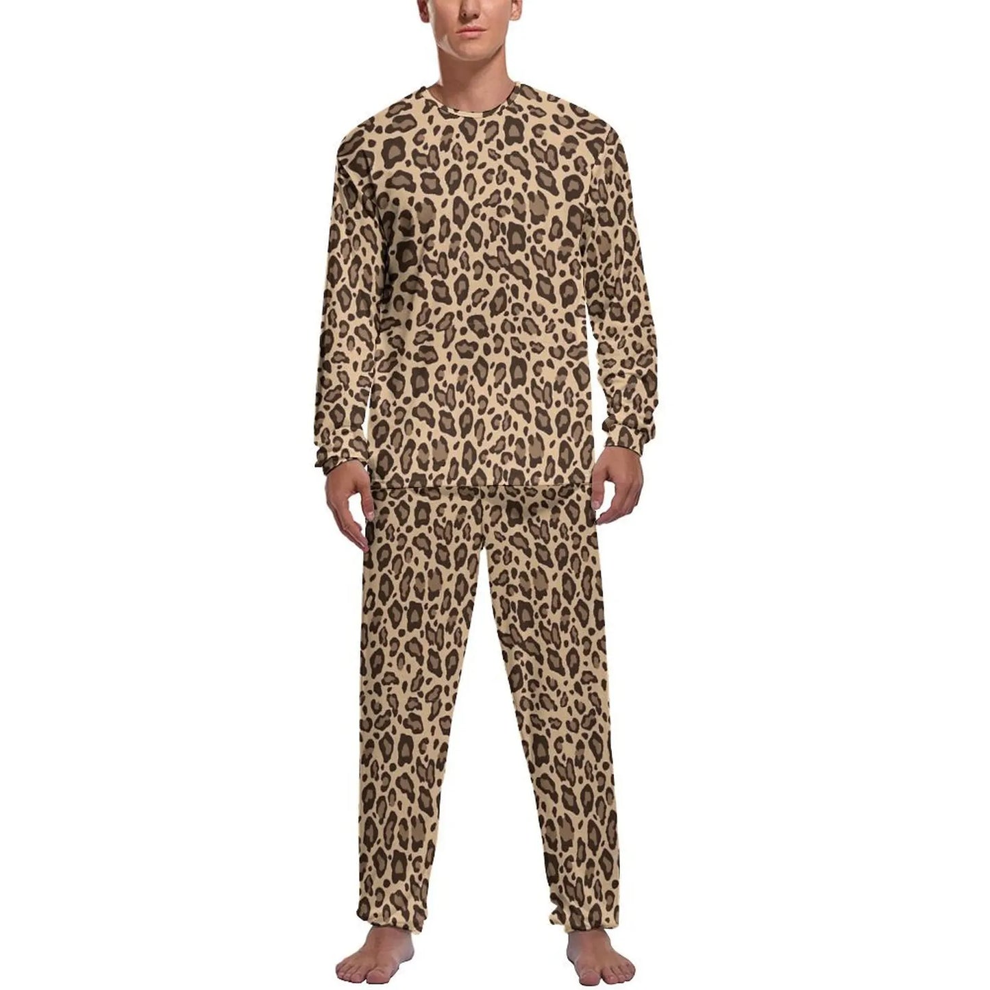 Orange Leopard Print Pajamas Spring  Casual Sleepwear
