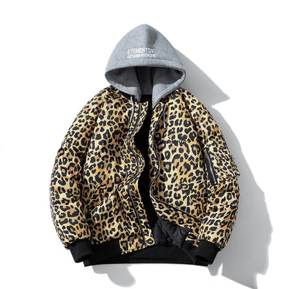 Fashion Bomber Jacket Men Leopard Hip Hop Pilot