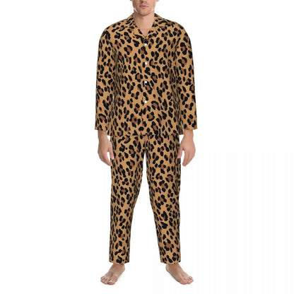 Leopard Pajamas Set Animal Print Comfortable Sleepwear
