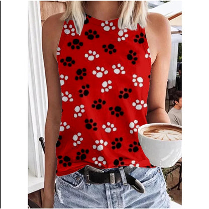 Sexy Leopard Dog Paw 3D Print Tank Tops Women Streetwear