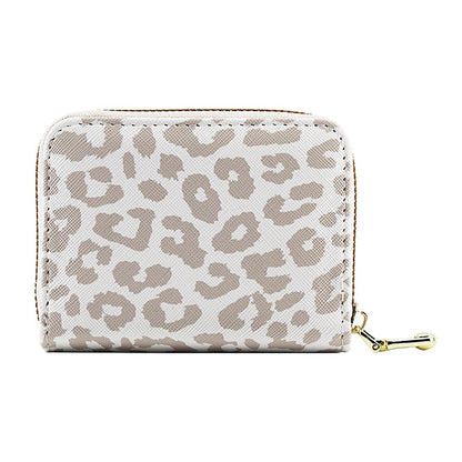 White Leopards Print Zipper Card Bag Wear-Resistant