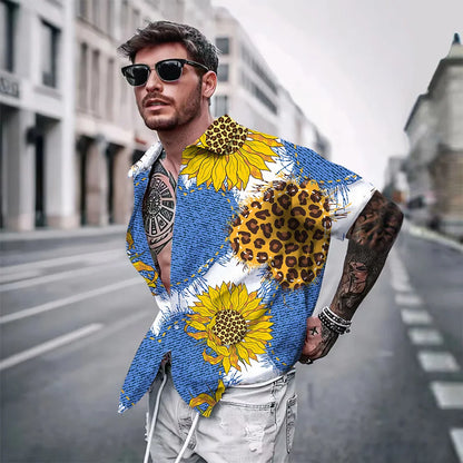 Men Summer Leopard Zebra Printing Shirt Hawaiian Vacation Clothing Male Fashion Beach Style Shirt Daily Wear Shirt Streetwear