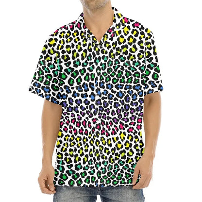 Men's Casual Leopard Print Hawaiian Shirts Short Sleeve