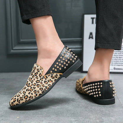 Fashion Leopard Print Loafers Men Large Size