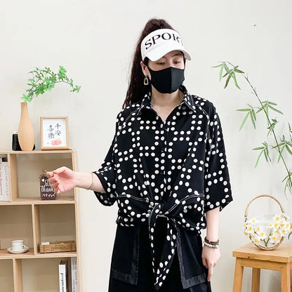 Summer Mid-sleeved Bat Shirt Leopard Print Shirt Middle-aged Mother