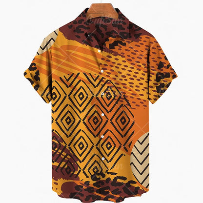 Short Sleeve Leopard Men's Shirts For Man Clothing