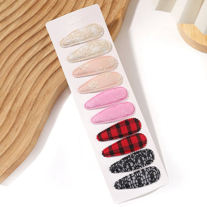 10Pcs/Lot Fresh Print Cotton Alloy Hair Clips for Kids Fabric