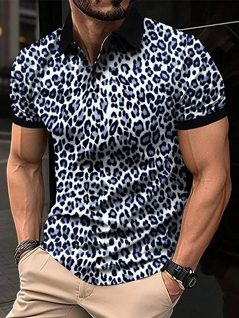 1pc New Men's Fashion T-shirt Leopard Print Short
